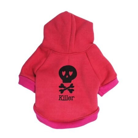 Black Skull Pet Hoodie – Dog Cat Halloween Costumes & Fleece T-Shirt